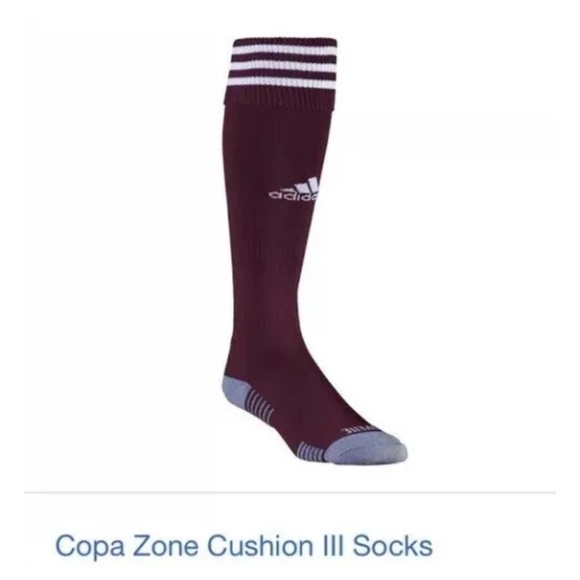 Adidas Soccer CopaZone  OTC Socks 1 Pair Youth 13C-4Y Maroon White Logo Climalit - Picture 2 of 8